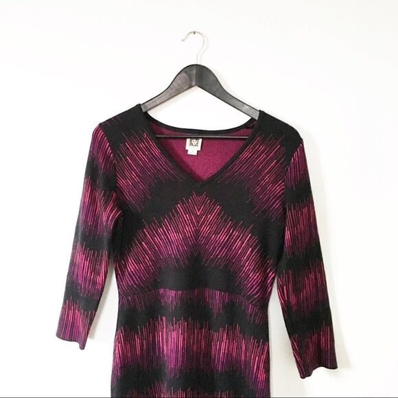 Anne Klein Purple Print Stretchy Knit Dress - Picture 3 of 7